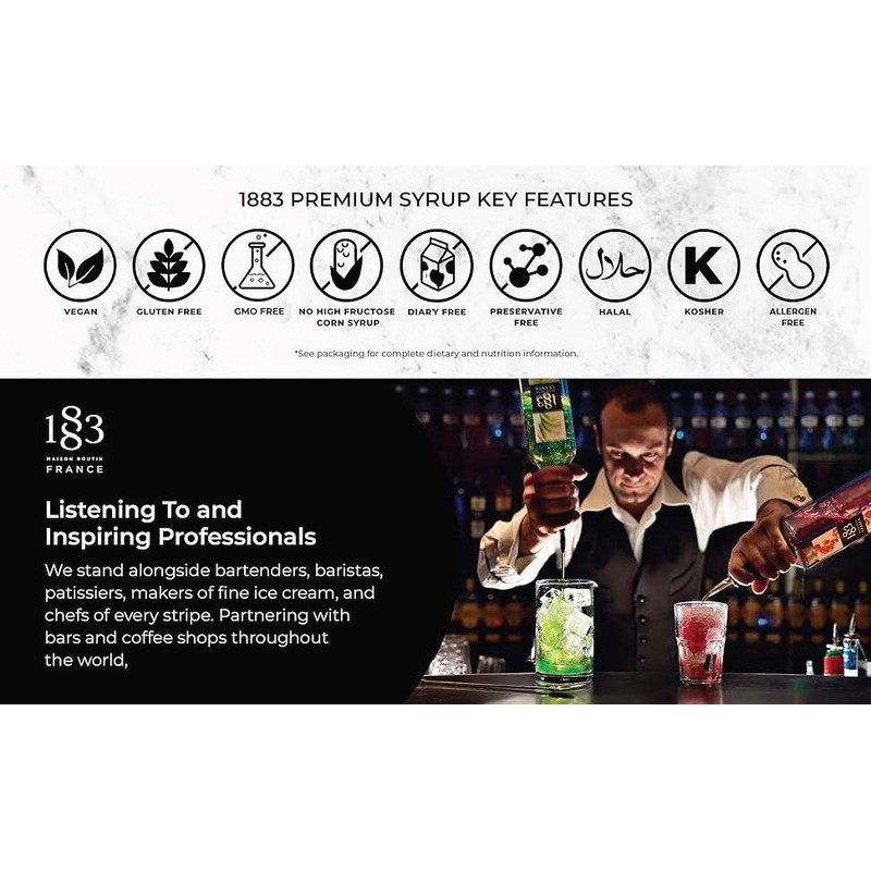 1883 Coffee Syrup, French Vanilla Syrup for Drinks, Made in