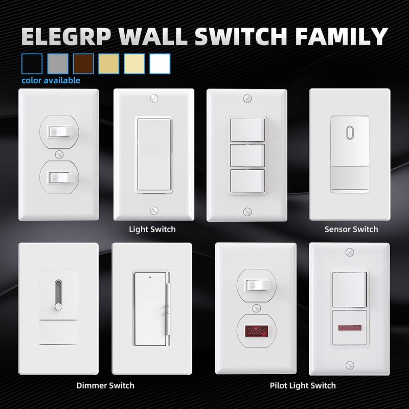 ELEGRP Double Toggle Light Switch - 15A, 120V, In-Wall On/Off,