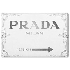 The Oliver Gal Artist Co. Milan Sign | Modern Premium Canvas Art Prints, 36" x 24", Silver