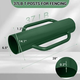 Gaderth 37 Lbs Fence Post Driver with Handle,Manual T Post Driver Metal Post Hammer for U Fence Post Wooden Post Green