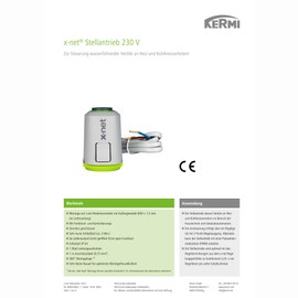 Kermi x-net Actuator Closed Currentless 230 Volt SFE SA 230 000