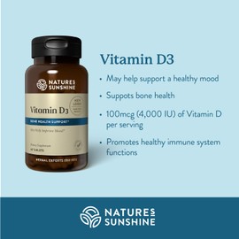 Nature's Sunshine Vitamin D3, 180 Tablets | Supports Bone Health, Contributes to Overall Health, and May Improve Mood