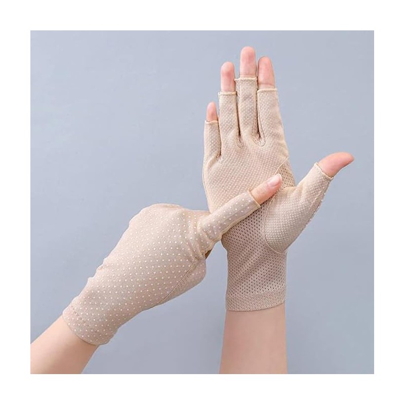 Women Sunblock-Fingerless Gloves UV-Sun-Protection Driving Non-Slip Gloves