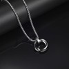 Stainless Steel Three Interlocking Braided Circles Pendant Necklace，Three ring diamond