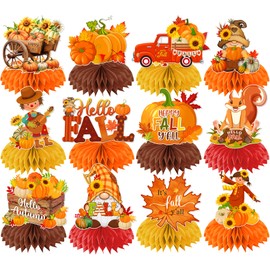 Fall Party Decorations Honeycomb Centerpieces, 12Pcs Fall Table Decorations Autumn Table Centerpieces for Thanksgiving Autumn Festival Decorations Home Office