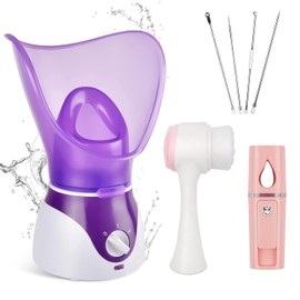 Vaporizador facial para cara, vaporizador facial nano inico para limpieza profunda facial, juego de humidificador facial de niebla caliente para...   
