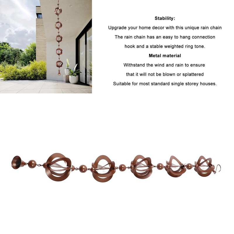 Hztyyier Hanging Metal Decorative Rain Chain for Garden Courtyard