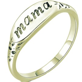 Jude Jewelers Stainless Steel Mama Mom Mother's Day Birthday Christmas Wedding Holiday Ring (Gold, 7)