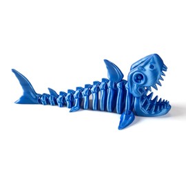 WUALAIER 3D Printed Articulated Shark Toy – Fun, Movable Skeleton Design for Desk Decor, Fidget & Decompression, Cute Rainbow Shark Model for Adults with Autism & ADHD, Premium Quality-Blue