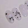 Mono Rabbit Handmade Nail Tips Knit Gel Ribbon Dot Nails