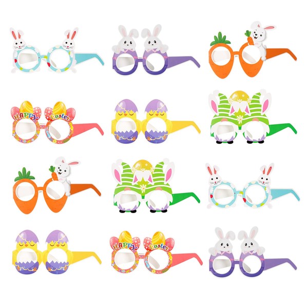 12 Pcs Easter Party Glasses Easter Bunny Glasses Paper Masks