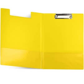 Netuno Clipboard Folder A4 with Clip Yellow DIN A4 with Lid Writing Board Metal Clamp Hard Plate Plastic Writing Pad Clipboard Document Holder Pack of 1
