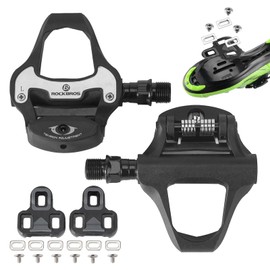 ROCKBROS Road Bike Pedals Compatible with Look KEO System, Click Pedals with Cleats 4.5°, Lightweight Plastic Platform, Adjustable Tension, CrMo Axle, for Road & Competition