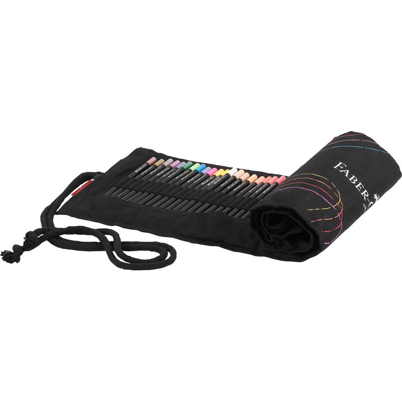 FABER-CASTELL 116418 Colouring Pencils Set with Pen Roll, 72 Black