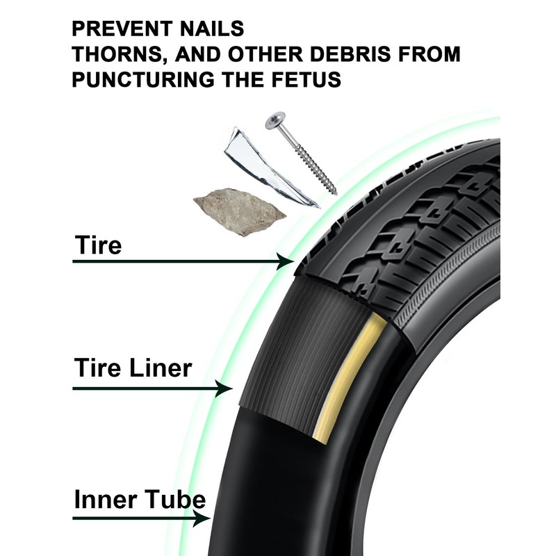 Julai Bike Tire Liner, Mountain Bicycle Tube Flat Protector Compatible