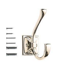 khtumeware Wall Hooks,2 Pack Coat Hooks Hardware Towel Hooks for Hanging Coats Polished Nickel Robe Hooks Wall Mounted with Screws for Key, Towel, Bags, Cup.