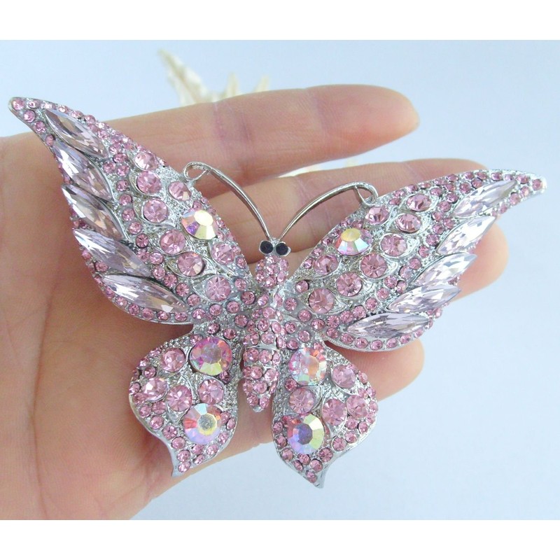 Zeepoffine Charming Butterfly Brooch Pin Rhinestone Crystal Pendant Deco BZ4538