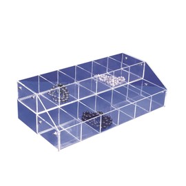 cBox CuteBox Company Clear Acrylic 2 Tier 12 Bin Organizer (16" x 8" x 4.5") for Retail, Merchandise, Display, Jewelry, Repair Parts, Beads, Trinkets, Tchotchkes, Storage, Organization