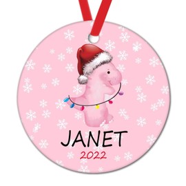 Baby Girl First Christmas Ornaments for Tree Pink Snowflake Santa Hat Dinosaur Christmas Stocking Filling Gift to Child Christmas Eve Party Decorations Ornament