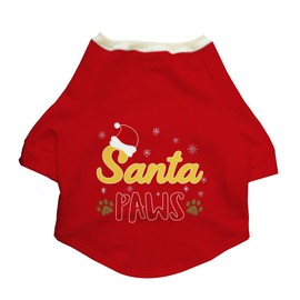 Ruse Pet Santa Paws - chamarra técnica de manga completa con cuello redondo y estampado de patas de Papá Noel para ropa de perro, ropa de invierno, cachorros gorditos, beagle, etc (mediano) (rojo navideño)