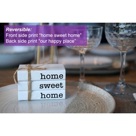 GNIYNAY Farmhouse Mini White Decorative Books for Tiered Tray Decor - Wooden Book Stack Faux Books for Coffee Table Living Room Decoration - Small Shelf Decor Accent