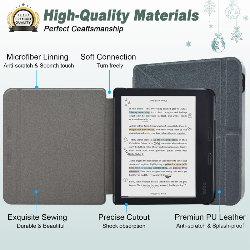 DMLuna Origami 2-Way Stand Case for Kobo Libra Colour (Model:N428,
