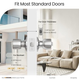 HOSOM Door Knob with Lock and Key, Keyed Entry Door Knob, Exterior and Interior Door Lock for Front Door Commercial and Residential Area, Entry Door Handle for Bedroom and Bathroom, Satin Nickel