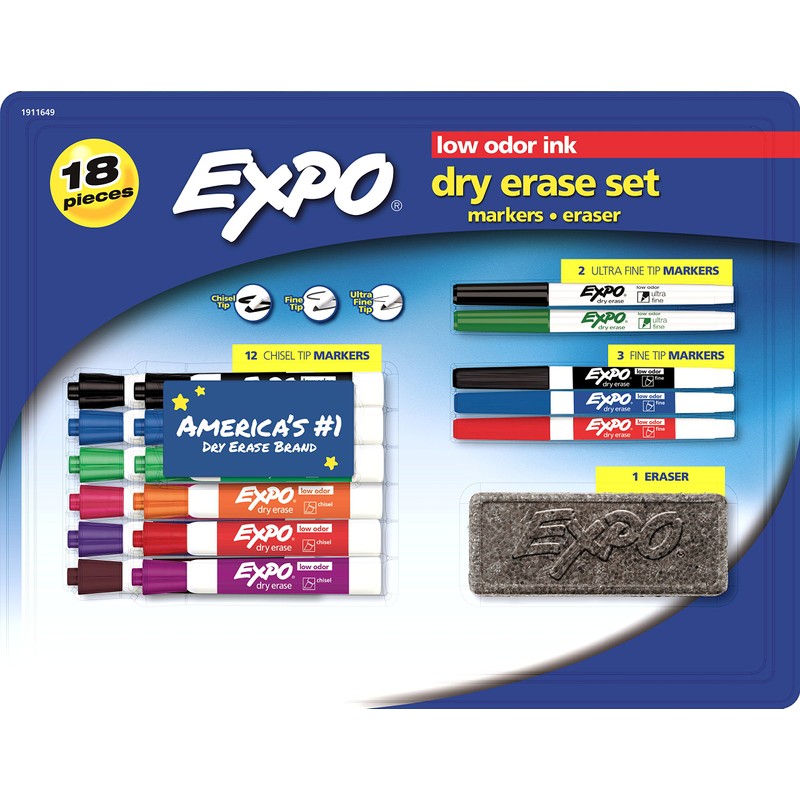 Product of EXPO 18-Pc. Dry Erase Set - Erasable Markers