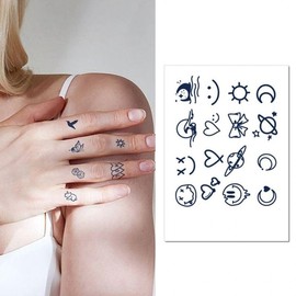 Women's Fashion Mini Temporary Tattoo Stickers for Fingers, Rings, and Wrists - Summer Edition Hand Tattoo Type F 1pc 5ea