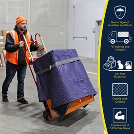 PackRite Deluxe Moving Blanket Pad, Quilted Blue 72"x80" 2 Pack