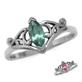 Silvershake Marquise Shape Created Color Change Alexandrite 925 Sterling Silver Filigree Ring Size 7.5