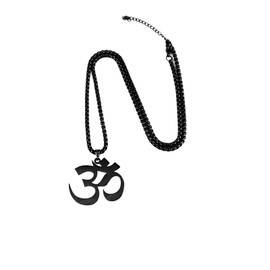 Dark Zen Stainless Steel Om Necklace Black Unisex Spiritual Gothic Pendant, Tarnish-Free Mindful Jewelry