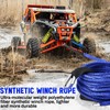 Yoojahow Blue Synthetic Winch Rope 3/8'' x 50ft 26, 500
