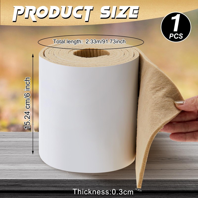 Jecery 1/4" x 6" x 2.5 Yard Adhesive Felt Padding
