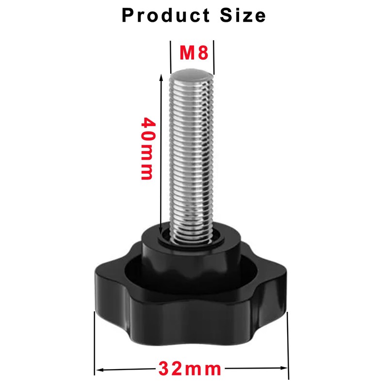 4 Stück Sternförmige Rändelschrauben, M8 × 40 mm Sternmutter, Rotationsmechanische