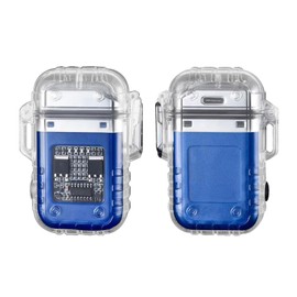 COMANYI Electric Lighter Waterproof Transparent Plasma Arc Lighter with LED Battery Indication Type C Rechargeable Lighter Outdoor Windproof Lighter for Camping,Candle (Blue)