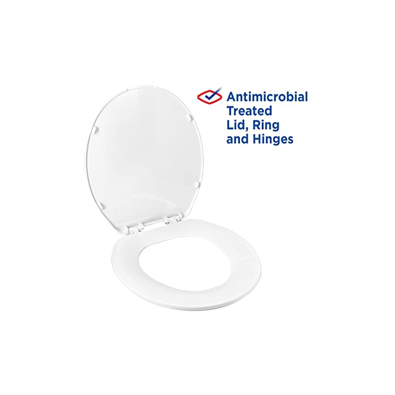 Clorox Round Beveled Plastic Toilet Seat with Easy-Off Hinges –