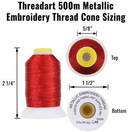 Threadart 4 Cones Metallic Embroidery Thread Set | 500 Meter Cones (550 Yards) | Gold and Silver Colors | For Machine Embroidery