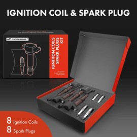A-Premium Ignition Coils and Spark Plugs Kits Compatible with Ford F-150, F-250/F350 Super Duty, Explorer, Mustang, Expedition & Lincoln Navigator & Mercury Mountaineer, 4.6L 5.4L 8-PC Set