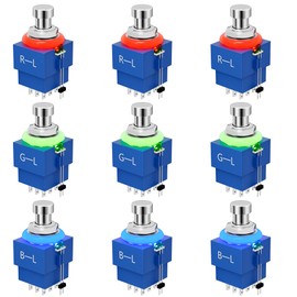 DaierTek Guitar Pedal Switch Lighted 3PDT 9 Pin Latching Stomp Footswitch Solder Lugs with Multi-colored Light -9pcs