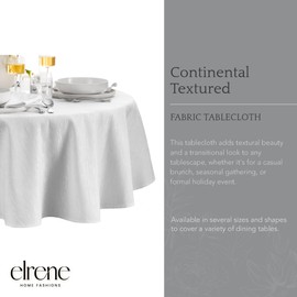 Elrene Home Fashions Continental Solid Texture Water and Stain Resistant Tablecloth, 60"X84" Oval, White