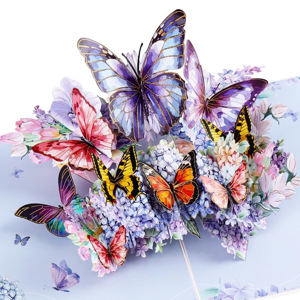 Ghope 3D Pop Up Birthday Greeting Card Butterflies and Flowers,