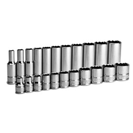 Capri Tools 3/8 in. Drive 12-Point Shallow and Deep Socket Set, SAE, 1/4 to 7/8 in, 22-Piece