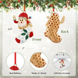 PETCEE Metal Santa Christmas Ornaments - 2024 Funny Santa Claus Hiding in Christmas Stockings Hanging Ornaments for Christmas Tree Christmas Decor