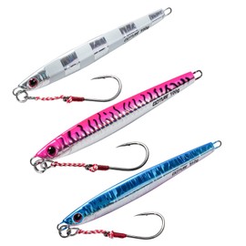 Goture Fishing Jigs Saltwater 60g-150g with Assist Hook, Glow Vertical Jigs, Speed Fast Lead Jig Sea Fishing Jigging Spoon Lures for Tuna, Salmon, Sailfish, Striped bass, Grouper Snapper, Kingfish
