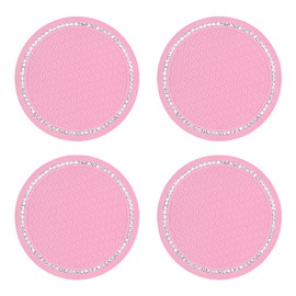 Bojueshaw 4pcs Diamond Studded Car Coasters,Anti-Slip and Heat-Resistant,Circular Design Suitable for Most Car Models,Ideal for Cars and Travel(Pink)