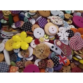 Pack of 50 Grams Random Assorted Mixed Buttons All Shapes and Sizes.
