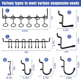 Hogurity 196 PCS Pegboard Hooks, Extra Thick 1/4" Heavy Duty Pegboard Hooks, Black Metal Pegboard Accessories with Peg Locks, Pegboard Bins for Garage Wall Organizer