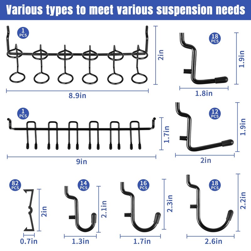 Hogurity 196 PCS Pegboard Hooks, Extra Thick 1/4" Heavy Duty