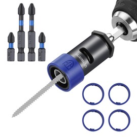 WORKPRO Drywall Screw Setter/Extractor Impact Bit Holder, Fits Any Standard 1/4” Driver, Comes with 5*Protective Rings, 2 * 1" &2 * 2" PH2 Bits, Single-Handed Operation for DIYers